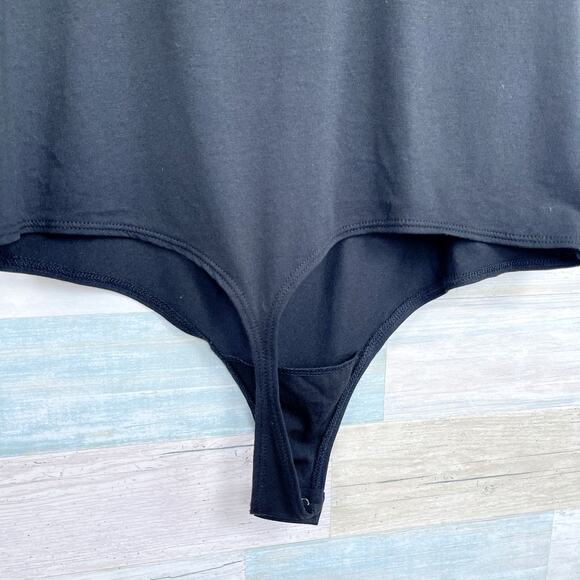 Rachel Roy Sleeveless Thong Bodysuit Black Round Neck Stretch Casual Womens XL - Picture 5 of 7